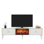 Hanah Home Doruk Fireplace - Blanco y Dorado